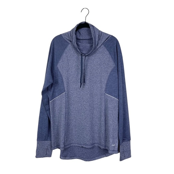 Avia Blue Drawstring Long Sleeve Funnel Neck Athletic Pullover Top Size L - Picture 1 of 6